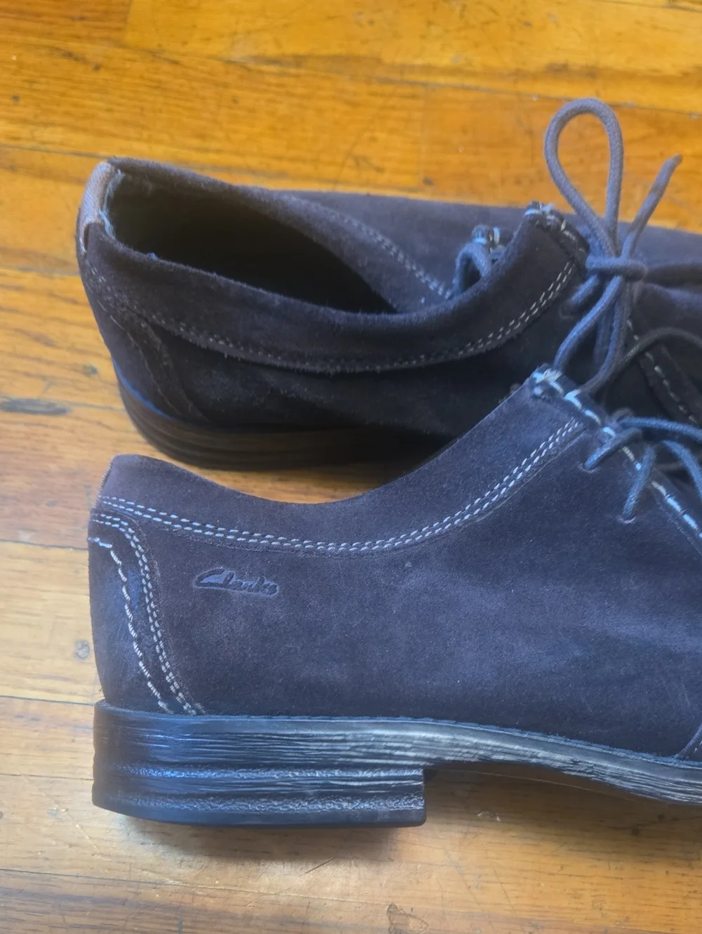Clarks Delsin Leather Oxford Casual Suede Shoes Loafers Deep Brown Size 13M